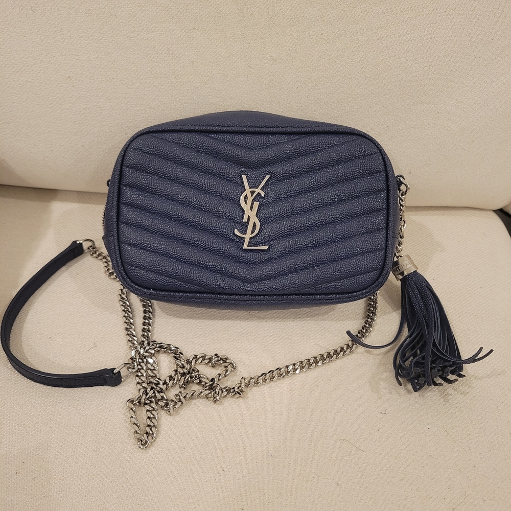 Yves Saint Laurent Navy Blue Quilted Crossbody Bag